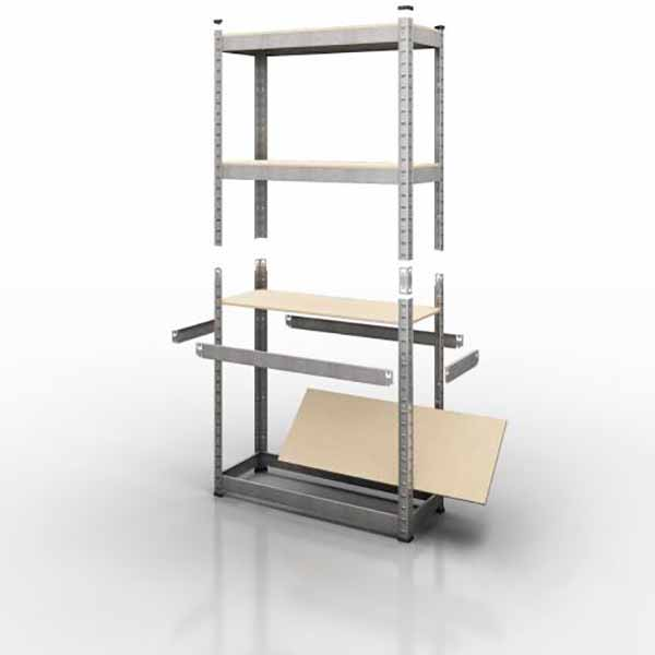 Стелаж 1600x800x300 мм Меткас ДСП полиці 4 шт. цинкований (40504514)